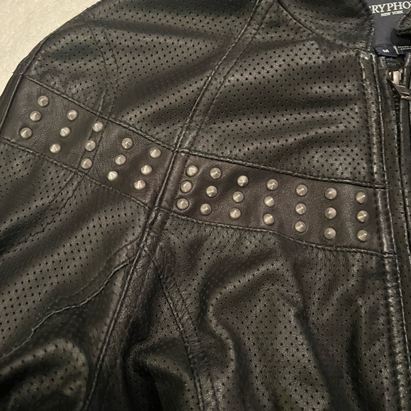 Gryphon Vintage Unique 100% Leather Black Jacket with Metal Studs - Picture 3 of 6